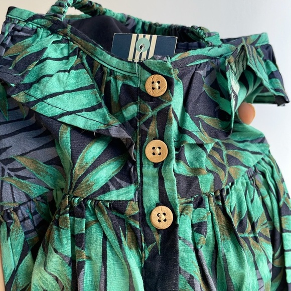 Genuine Kids from OshKosh Toddler Girls One Shoulder Palm Leaf Print Sz 12 Mts. - Picture 7 of 9